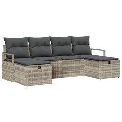 Ensemble de Canapés avec coussin 6 pcs Gris clair polyrotin 566660566660