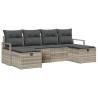 Ensemble de Canapés avec coussin 6 pcs Gris clair polyrotin 566660566660