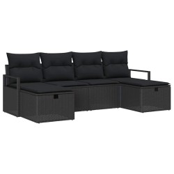 Ensemble de Canapés avec coussin 6 pcs Noir polyrotin 566661566661