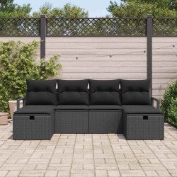Ensemble de Canapés avec coussin 6 pcs Noir polyrotin 566661566661