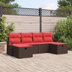 Ensemble de Canapés 6 pcs Marron et rouge polyrotin 566662566662