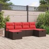 Ensemble de Canapés 6 pcs Marron et rouge polyrotin 566662566662