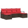 Ensemble de Canapés 6 pcs Marron et rouge polyrotin 566662566662