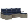 Ensemble de Canapés avec coussin 6 pcs Gris et marine polyrotin 566663566663