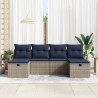 Ensemble de Canapés avec coussin 6 pcs Gris et marine polyrotin 566663566663
