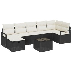 Ensemble de Canapés avec coussin 8 pcs Noir et Crème polyrotin 566664566664