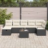 Ensemble de Canapés avec coussin 8 pcs Noir et Crème polyrotin 566664566664