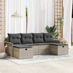 Ensemble de canapé de jardin 6 pcs Gris clair polyrotin 566665566665