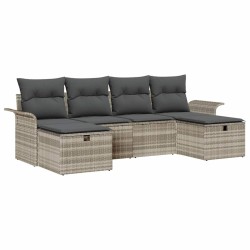 Ensemble de canapé de jardin 6 pcs Gris clair polyrotin 566665566665