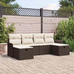 Ensemble de canapé de jardin 6 pcs Marron et Crème polyrotin 566666566666