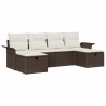 Ensemble de canapé de jardin 6 pcs Marron et Crème polyrotin 566666566666