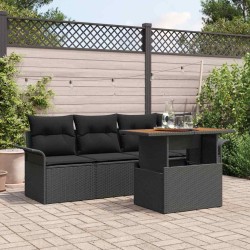 Ensemble de canapé de jardin 5 pcs Noir Poly rotin 566667566667