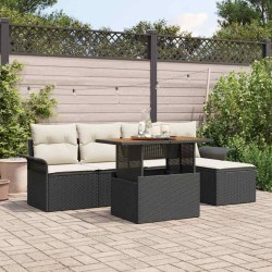 Ensemble de canapé de jardin 6 pcs Noir Poly rotin 566668566668
