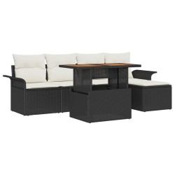 Ensemble de canapé de jardin 6 pcs Noir Poly rotin 566668566668