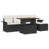 Ensemble de canapé de jardin 6 pcs Noir Poly rotin 566668566668