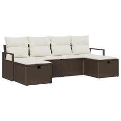 Ensemble de Canapés 6 pcs Marron et Crème polyrotin 566669566669