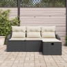 Ensemble de Canapés avec coussin 4 pcs Noir polyrotin 566670566670