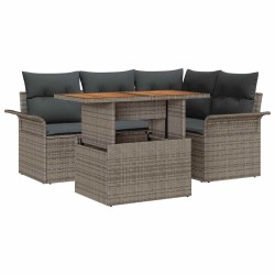 Ensemble de canapé de jardin 5 pcs Gris Poly rotin 566671566671
