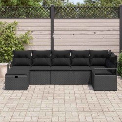 Ensemble de Canapés avec coussin 7 pcs Noir polyrotin 566675566675