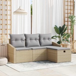 Ensemble de Canapés avec coussin 4 pcs Beige polyrotin 566677566677