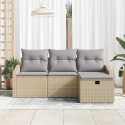 Ensemble de Canapés avec coussin 4 pcs Beige polyrotin 566677566677