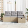Ensemble de Canapés avec coussin 4 pcs Beige polyrotin 566677566677