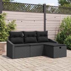 Ensemble de Canapés avec coussin 4 pcs Noir polyrotin 566678566678