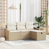 Ensemble de Canapés avec coussin 4 pcs Beige polyrotin 566679566679