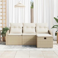 Ensemble de Canapés avec coussin 4 pcs Beige polyrotin 566679566679