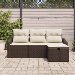 Ensemble de Canapés avec coussin 4 pcs Marron polyrotin 566680566680