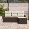 Ensemble de Canapés avec coussin 4 pcs Marron polyrotin 566680566680