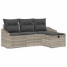 Ensemble de Canapés avec coussin 4 pcs Gris clair polyrotin 566681566681