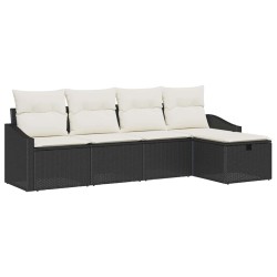 Ensemble de Canapés avec coussin avec stockage Noir polyrotin 566682566682