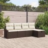 Ensemble de Canapés avec coussin 5 pcs Marron polyrotin 566683566683