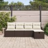 Ensemble de Canapés avec coussin 5 pcs Marron polyrotin 566683566683