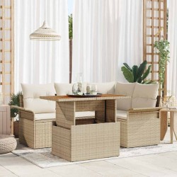 Ensemble de canapé de jardin 5 pcs Beige Poly rotin 566685566685
