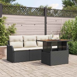 Ensemble de canapé de jardin avec stockage 5 pcs Noir polyrotin 566686566686