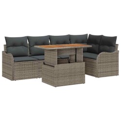 Ensemble de canapé de jardin 6 pcs Gris Poly rotin 566687566687
