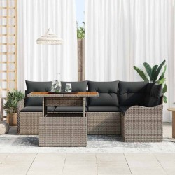 Ensemble de canapé de jardin 6 pcs Gris Poly rotin 566687566687