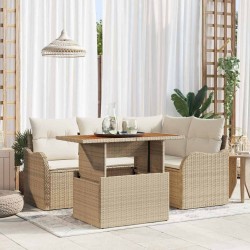Ensemble de canapé de jardin 5 pcs Beige Poly rotin 566688566688