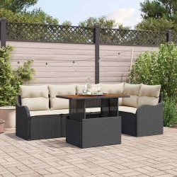 Ensemble de canapé de jardin 6 pcs Noir Poly rotin 566690566690