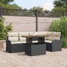 Ensemble de canapé de jardin 6 pcs Noir Poly rotin 566690566690