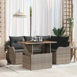 Ensemble de canapé de jardin 5 pcs Gris Poly rotin 566691566691