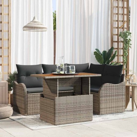 Ensemble de canapé de jardin 5 pcs Gris Poly rotin 566691566691