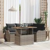 Ensemble de canapé de jardin 5 pcs Gris Poly rotin 566691566691