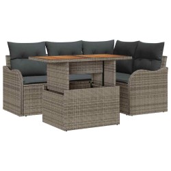 Ensemble de canapé de jardin 5 pcs Gris Poly rotin 566691566691