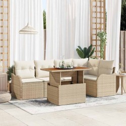 Ensemble de canapé de jardin 6 pcs Beige Poly rotin 566692566692