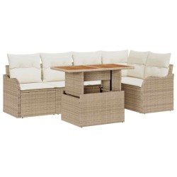 Ensemble de canapé de jardin 6 pcs Beige Poly rotin 566692566692