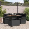 Ensemble de canapé de jardin 5 pcs Noir Poly rotin 566693566693