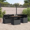 Ensemble de canapé de jardin 6 pcs Noir Poly rotin 566694566694
